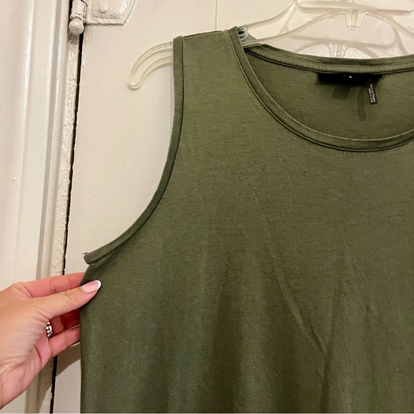 DKNY Cotton Blend Casual Midi Dress Olive Green - Size M - Picture 6 of 15